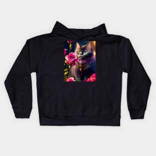 Fall in Love with Persian Cat and Roses Kids Hoodie